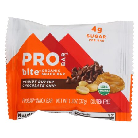 ProBar, Bite, Organic Snack Bar, Peanut Butter Chocolate Chip , 12 Bars, 1.3 oz (37 g) Each - Image 4