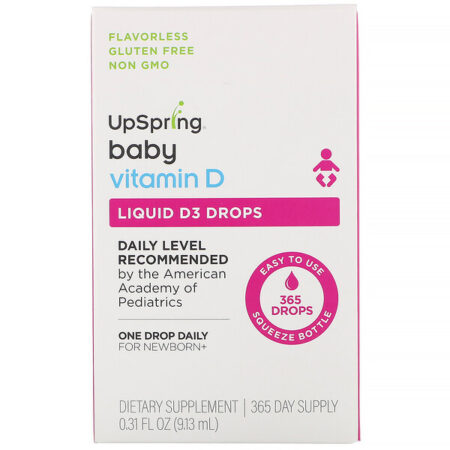 UpSpring, Baby, Gotas Líquidas de D3, Vitamina D, 9,13 g (0,31 fl oz)