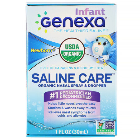 Genexa, Infant Saline Care, Spray Orgânico Nasal e Conta-Gotas, Recém-Nascido+, 30 ml (1 fl oz)