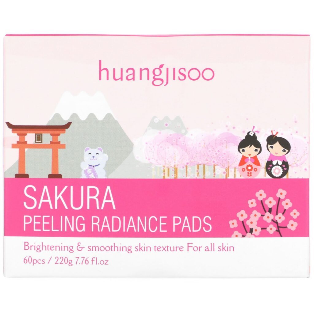 Huangjisoo, Sakura, Peeling Radiance Pads, 60 Pads, 7.76 fl oz (220 g) - Imagem 2