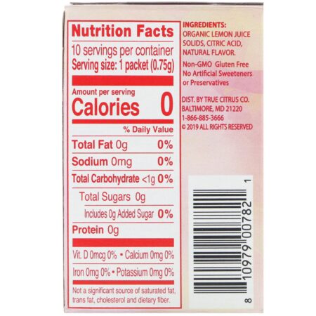 True Citrus, True Lemon, Fruit Infusion, Lemon Strawberry, 10 Packets, .26 oz (7.5 g)	 - Image 2