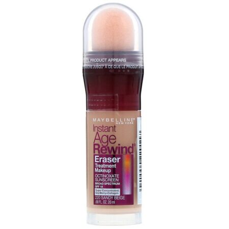 Maybelline, Maquiagem para tratamento rejuvenescedor, Instant Age Rewind, 220 Sandy Beige, 20 ml