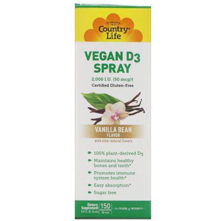 Country Life, Spray de Vitamina D3, Sabor Favo de Baunilha, 2.000 U.I. (50 mcg), 150 Sprays Ingeríveis, 24 ml (0,81 fl oz) - Image 2