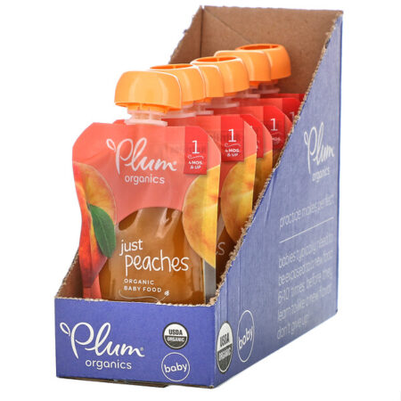 Plum Organics, Organic Baby Food, Stage 1, Just Peaches, 6 Poches, 3.5 oz (99 g) Each