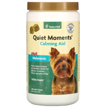 NaturVet, Quiet Moments Calming Aid, Plus Melatonin, 30 Day Supply, 70 Soft Chews