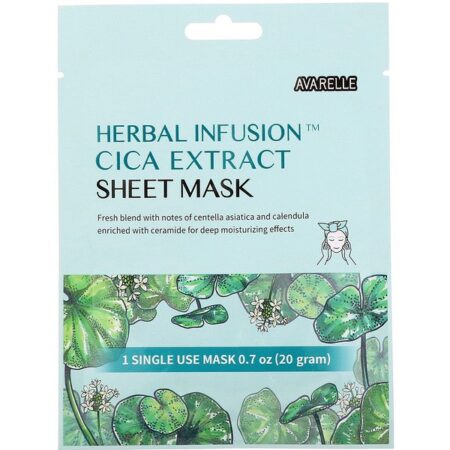 Avarelle, Herbal Infusion, Cica Extract Sheet Mask, 1 Sheet,0.7 oz (20 g)