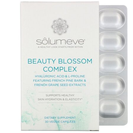 Solumeve, Beauty Blossom Complex, Hidratação da Pele e Produção de Colágeno, 30 Cápsulas Vegetais