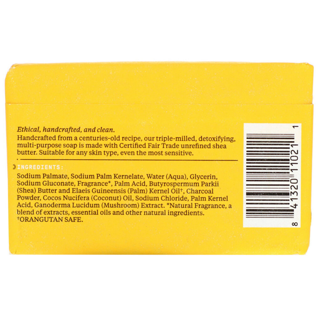 Alaffia, Authentic African Black Soap, Triple Milled Soap, Charcoal Reishi, 5 oz ( 140 g ) - Imagem 2