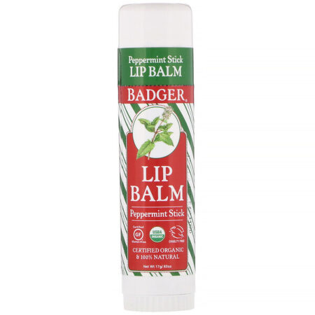 Badger Company, Hidratante Labial, Sabor Hortelã-pimenta, 17 g (0,60 oz)