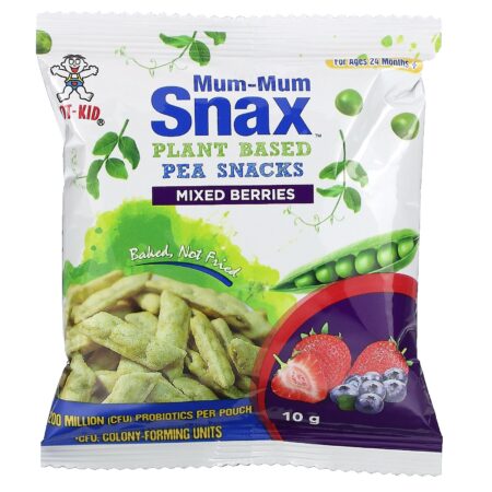 Hot Kid, Mum-Mum Snax, Baked Pea Snacks, Mixed Berries, 5 Pouches, 1.76 oz (50 g) - Image 3