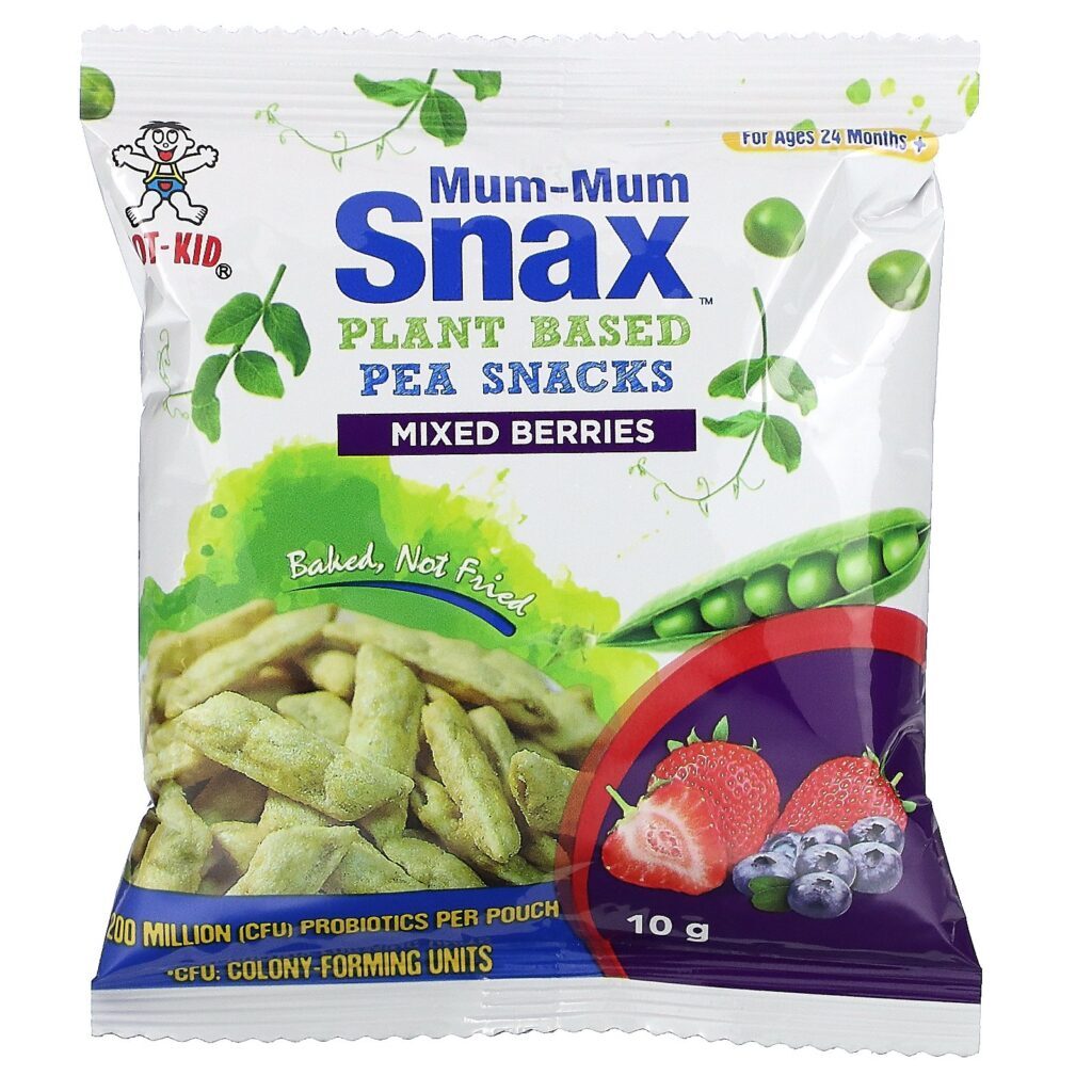 Hot Kid, Mum-Mum Snax, Baked Pea Snacks, Mixed Berries, 5 Pouches, 1.76 oz (50 g) - Imagem 3