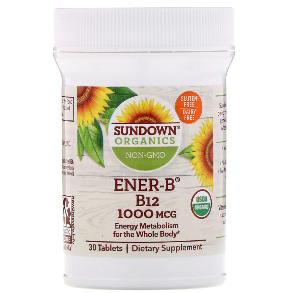 Sundown Organics, Ener-B, B12, 1,000 mcg, 30 Tablets - Imagem 3