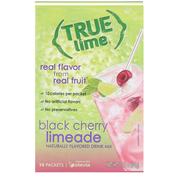 True Citrus, True Lime, Limada de Cereja Preta, 10 Sachês, 1,06 oz (30 g)