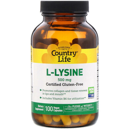 Country Life, L-Lisina, 500 mg, 100 Cápsulas Veganas