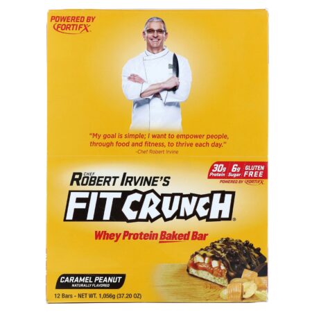 FITCRUNCH, Whey Protein Baked Bar, Caramel Peanut, 12 Bars, 3.10 oz (88 g) Each - Image 2