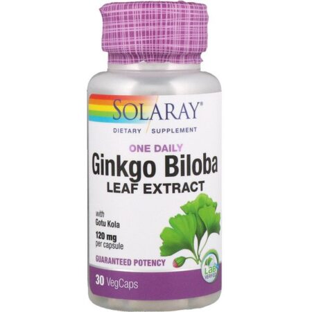 Solaray, Extrato de Folha de Ginkgo Biloba Um Por Dia, 120 mg, 30 Cápsulas Vegetais