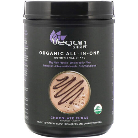 VeganSmart, Shake Nutricional All-In-One Orgânico, Doce de Chocolate, 19,25 oz (546 g)