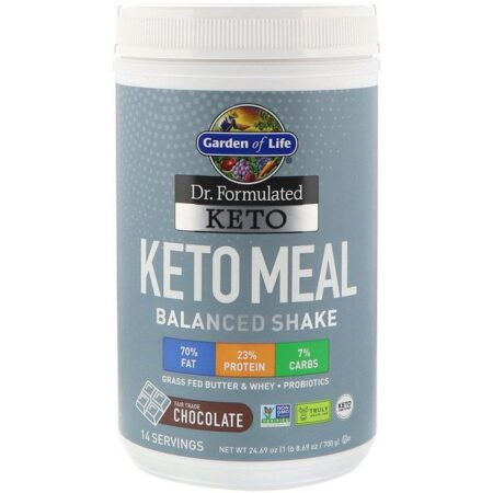 Garden of Life, Shake de Refeição Keto Dr. Formulated, Chocolate, 700 g (1,54 lb)