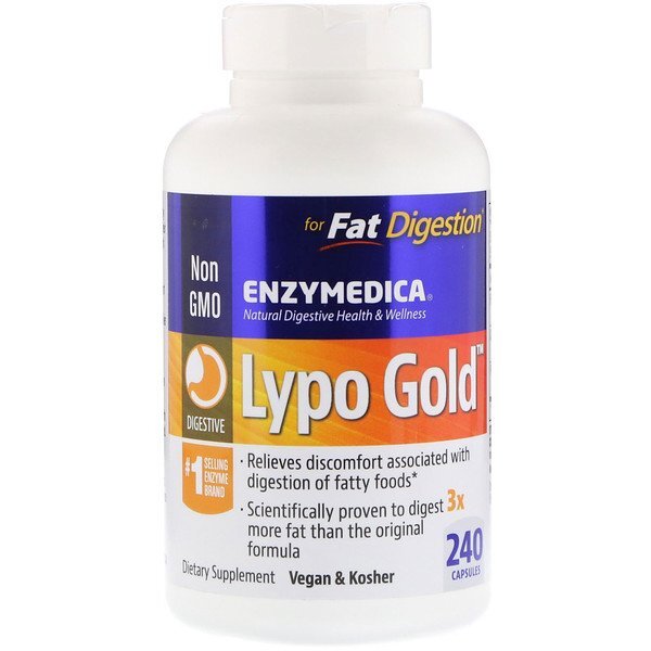 Enzymedica, Lypo Gold, Para Digestão de Gorduras, 240 Cápsulas