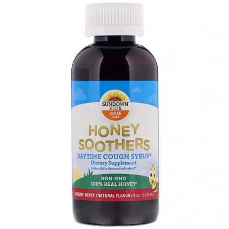 Sundown Naturals Kids, Honey Soothers, Xarope Diurno para Tosse, Frutas Vermelhas, 118 ml (4 oz)