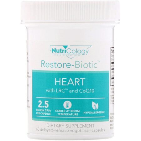 Nutricology, Restore-Biotic, Heart with LRC and CoQ10, 2.5 Billion CFU, 60 Delayed-Release Vegetarian Capsules