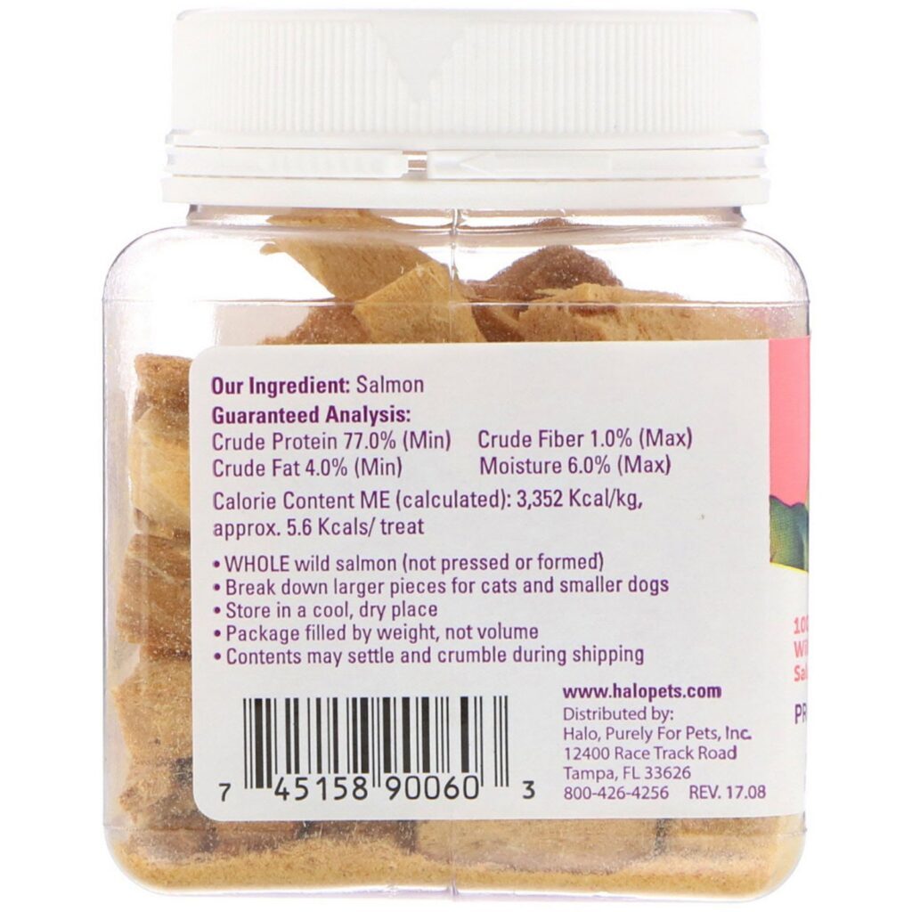 Halo, Liv-A-Littles, recompensas de proteína, 100% salmão selvagem inteiro, para cães e gatos, 1,6 onças (45,3 g) - Imagem 2