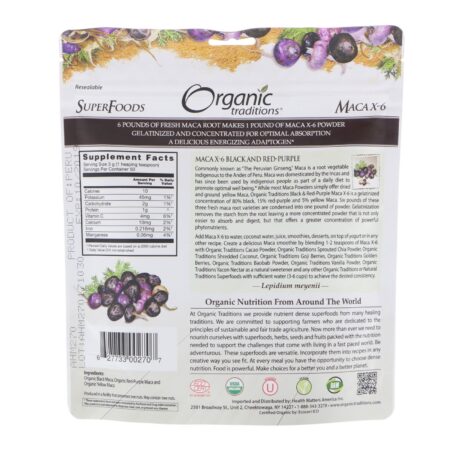 Organic Traditions, Maca X-6, Preta e Púrpura, 5.3 oz (150 g) - Image 2