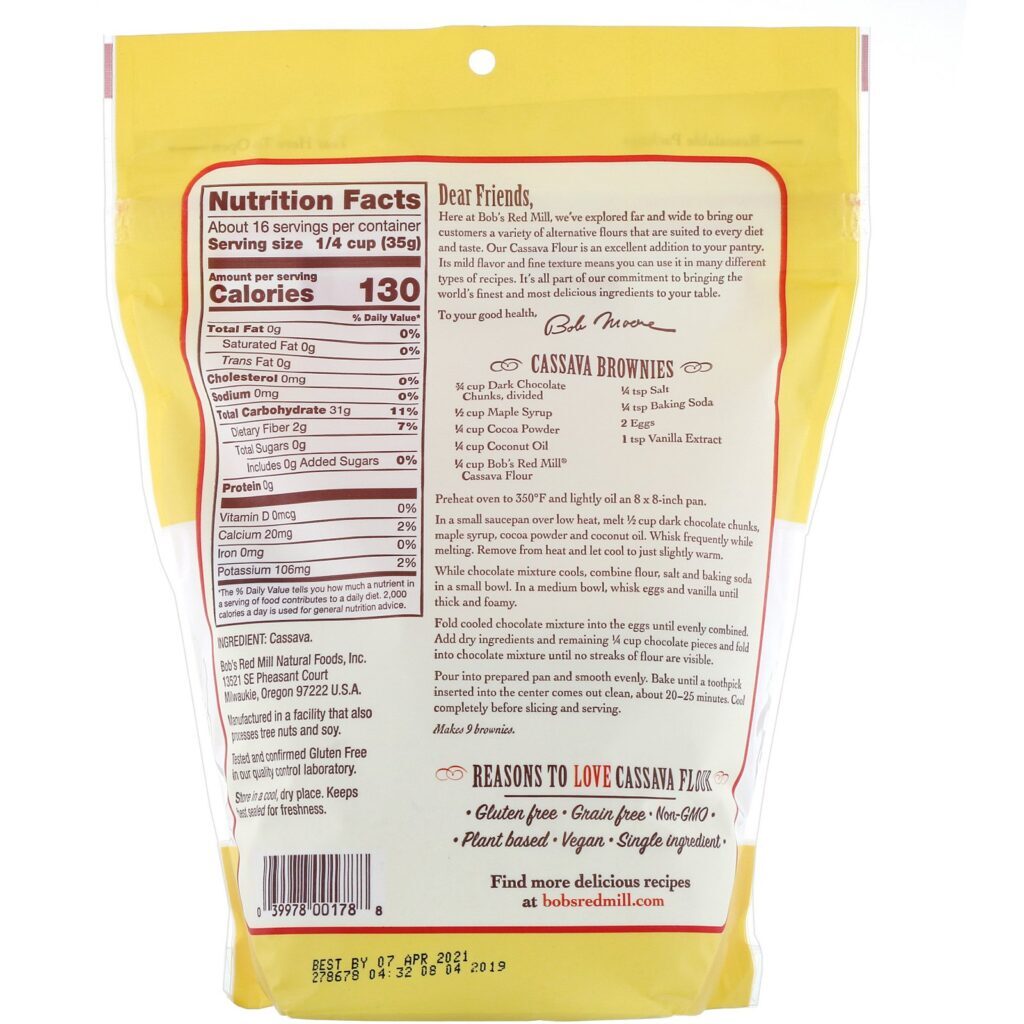 Bob's Red Mill, Cassava Flour, 20 oz (567 g) - Imagem 2