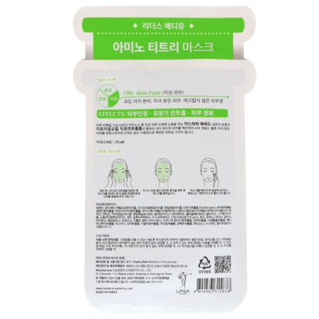 Leaders, Mediu, Amino Tea Tree Mask, 1 Sheet, 25 ml - Image 2