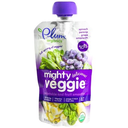 Plum Organics, Mighty Veggie, Veggie & Fruit Blend, 4 oz (113 g)