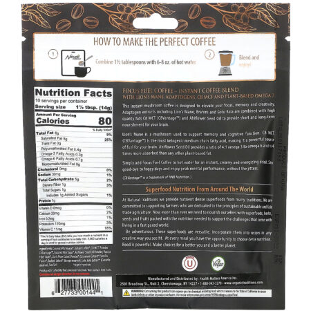 Organic Traditions, Focus Fuel Coffee, 5 oz (140 g) - Image 2