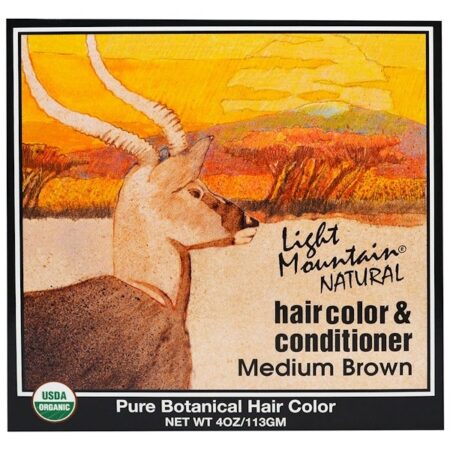 Light Mountain, Tintura com Cor Natural de cabelo e condicionador, castanho médio, 4 oz (113 g)