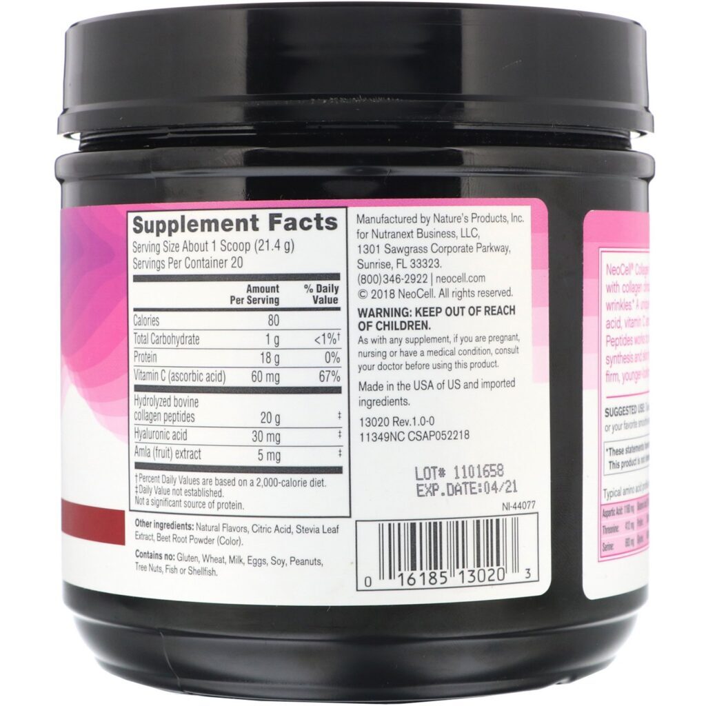 Neocell, Peptídeos de Proteína de Colágeno, Açaí e Romã 15,1 oz (428 g) - Imagem 2