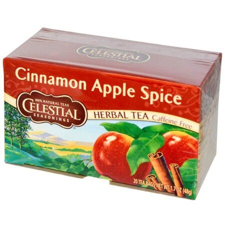 Celestial Seasonings, Canela Maçã Especiarias, Sem Cafeína, 20 Saquinhos de Chá, 1.7 oz (48 g)