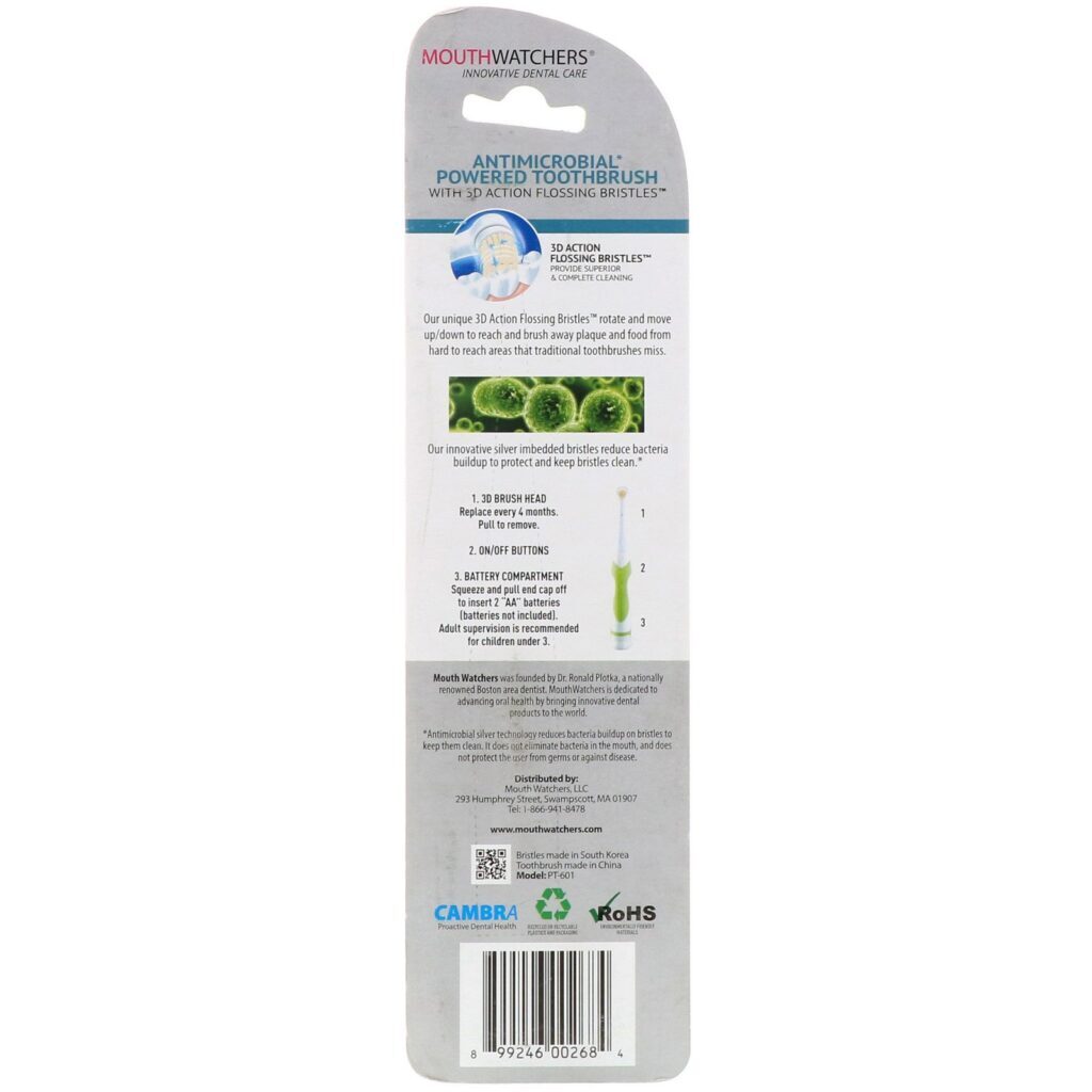 Dr. Plotka, MouthWatchers, Escova de Dentes com Poder Antimicrobiano, Macia, Verde, 1 Escova de Dentes - Imagem 2