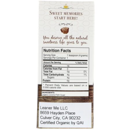 Leaner Creamer, Organic, Coconut Sugar, 20 Individual Packets, 0.14 oz (4 g) Each - Image 2