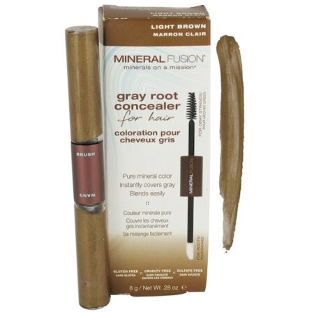 Mineral Fusion, Gray Root Concealer for Hair, Light Brown, .28 oz (8 g)