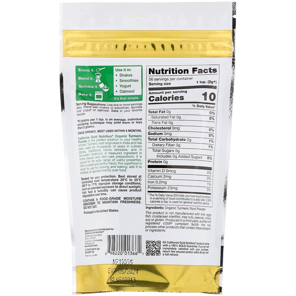 California Gold Nutrition, Superfoods, Cúrcuma Orgânica em Pó, 114 g (4 oz) - Imagem 2