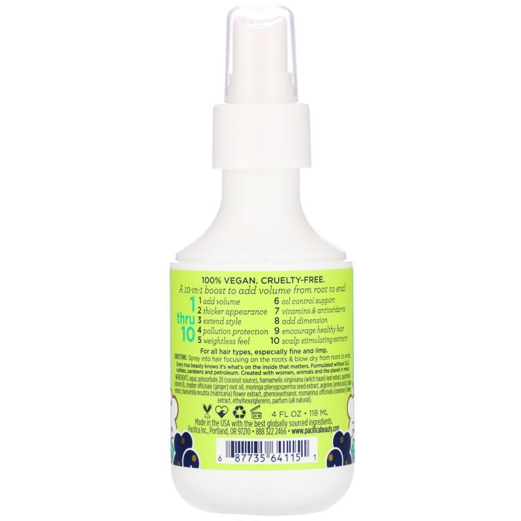 Pacifica, Ginger Root, Volumizador de Cabelo 10 em 1, 118 ml (4 fl oz) - Imagem 2