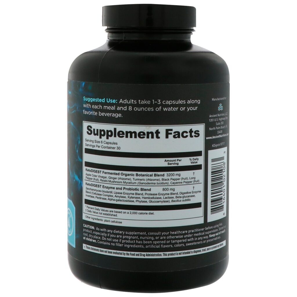 Dr. Axe / Ancient Nutrition, Keto Digest, Fórmula de Enzimas Digestivas, 180 Cápsulas - Imagem 2