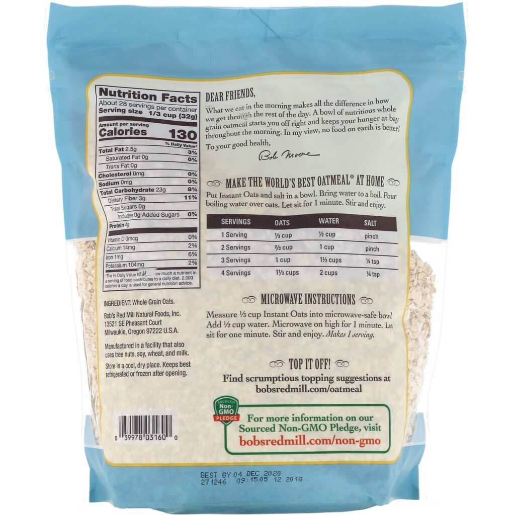 Bob's Red Mill, Flocos de Aveia Instantâneo, Integral, 32 oz (907 g) - Imagem 2