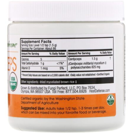 Fungi Perfecti, Cordyceps, Pó de Cogumelo Micélio, Suporte Energético, 3,5 oz (100 g) - Image 2