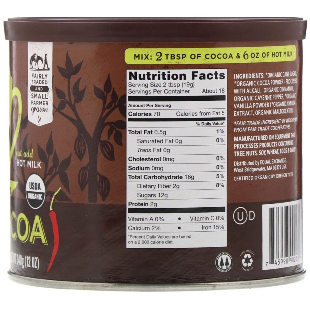 Equal Exchange, Organic Spicy Cocoa with Chili & Cinnamon, 12 oz (340 g) - Imagem 2