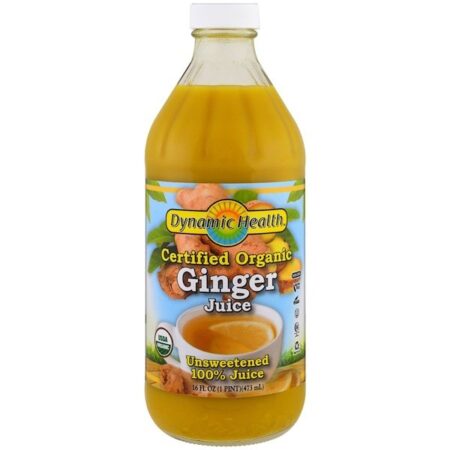 Dynamic Health Laboratories, Certified Organic Ginger, 100% Juice, Unsweetened, 16 fl oz (473 ml)