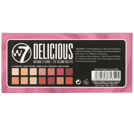 W7, Delicious, Natural & Berry, Paleta de Sombras, 11,2 g (0,39 oz) - Image 3