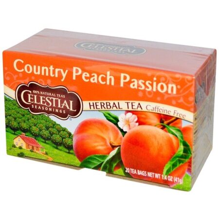 Celestial Seasonings, Chá de Ervas, Country Peach Passion, Sem Cafeína, 20 Saquinhos de Chá, 1,4 oz. (41 g)