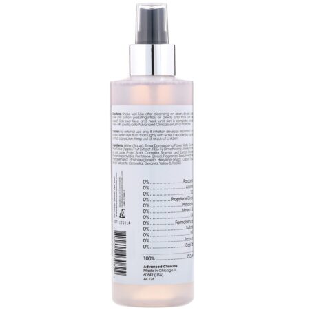 Advanced Clinicals, Rosewater Toner, Tone & Tighten Formula, 8 fl oz (237 ml) - Image 2