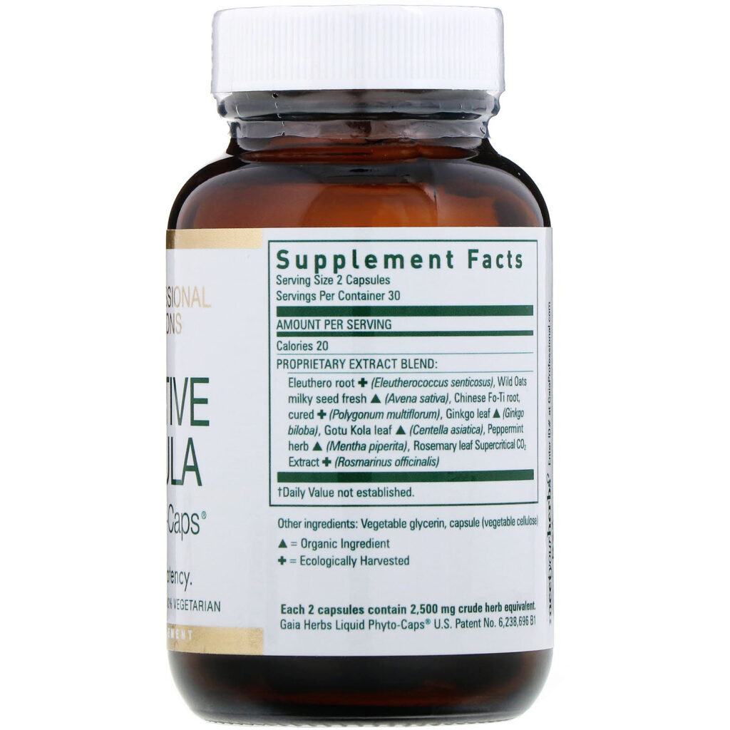 Gaia Herbs Professional Solutions, Fórmula Cognitiva, 60 Cápsulas (Líquido) - Imagem 2