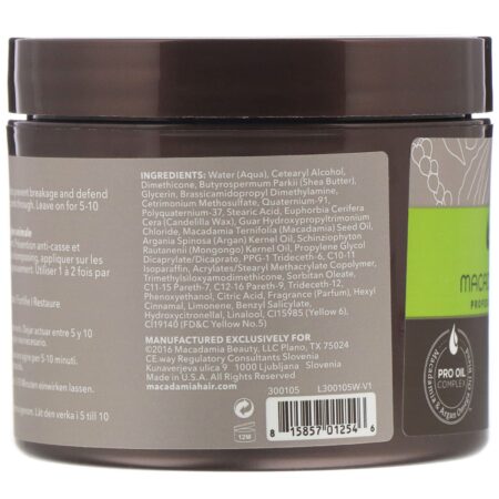 Macadamia Professional, Máscara Reparadora Ultra Concentrada, Texturas Crespas a Encaracoladas, 236 ml (8 fl oz) - Image 2