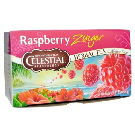 Celestial Seasonings, Chá Herbáceo, Descafeinado, Framboesa Vigorosa, 20 Saquinhos de Chá 1,6 oz (45 g)